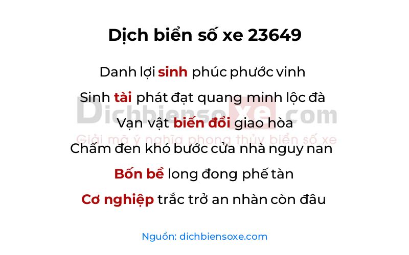 Dịch thơ biển số 23649