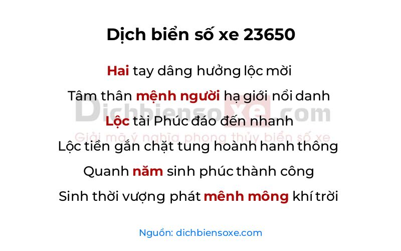 Dịch thơ biển số 23650