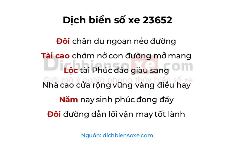 Dịch thơ biển số 23652