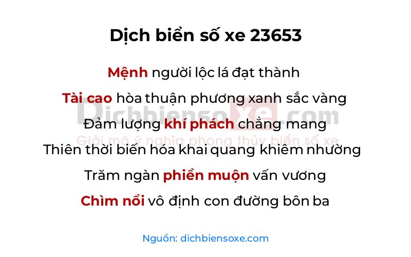 Dịch thơ biển số 23653
