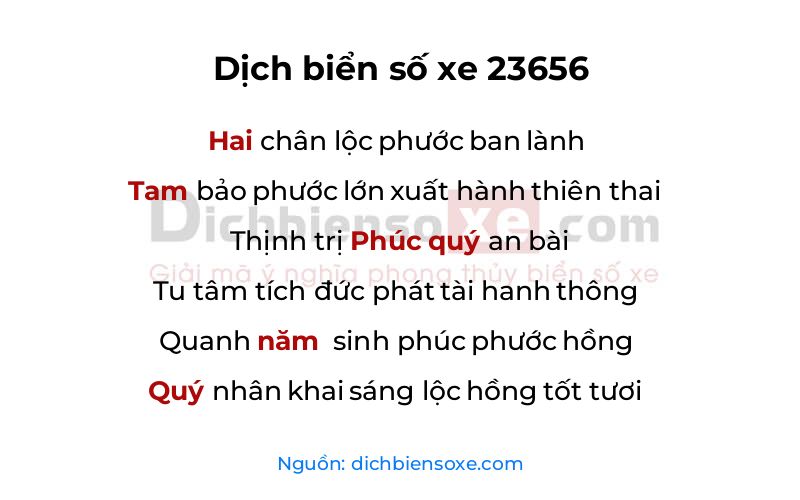 Dịch thơ biển số 23656