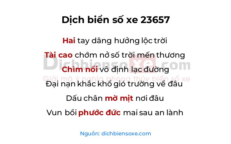 Dịch thơ biển số 23657