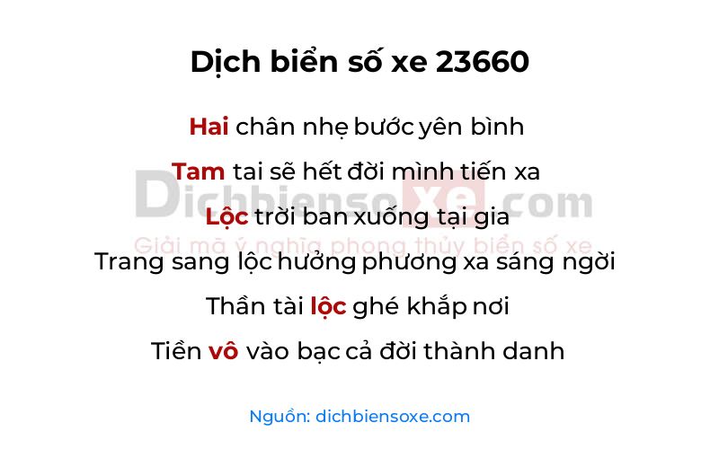 Dịch thơ biển số 23660
