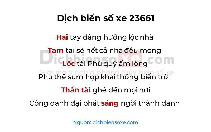 Dịch thơ biển số 23661