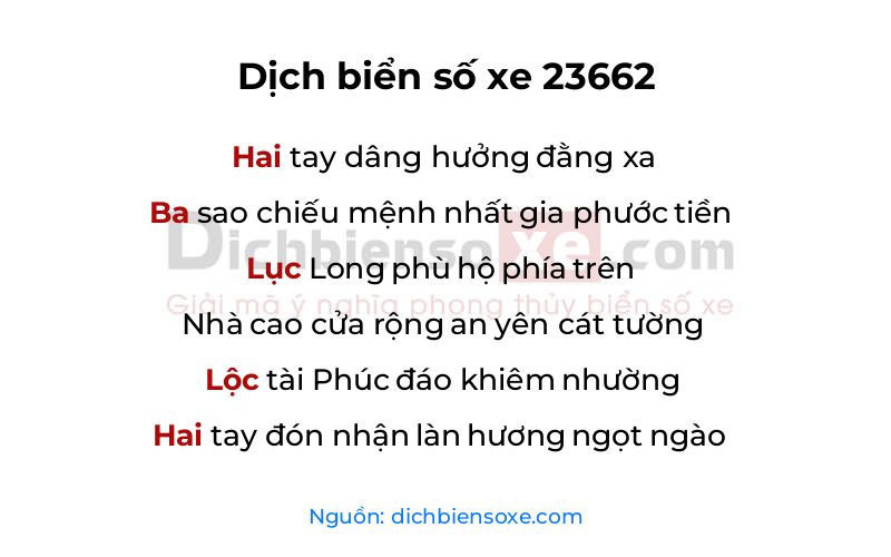 Dịch thơ biển số 23662