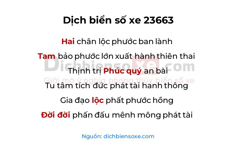 Dịch thơ biển số 23663