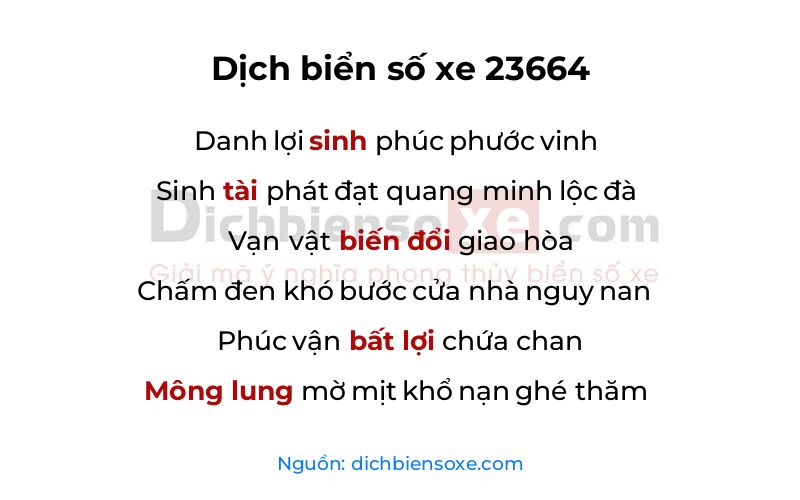 Dịch thơ biển số 23664
