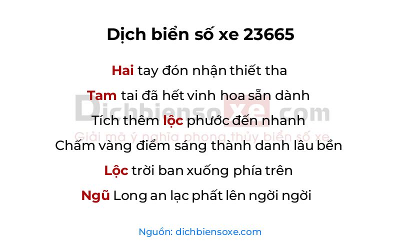 Dịch thơ biển số 23665