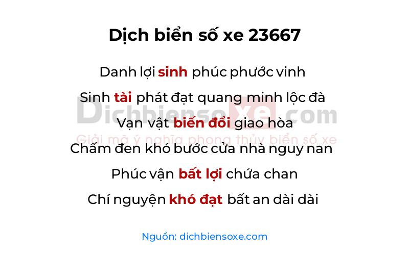Dịch thơ biển số 23667