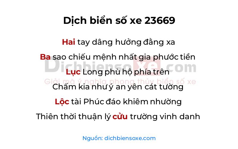 Dịch thơ biển số 23669