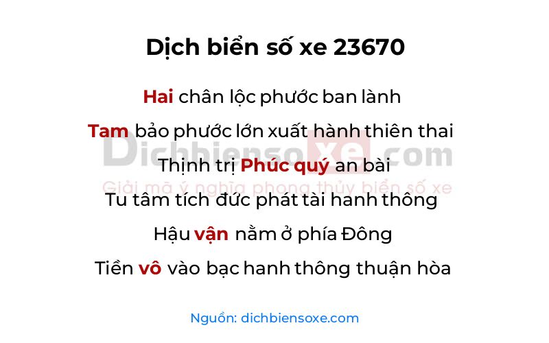 Dịch thơ biển số 23670