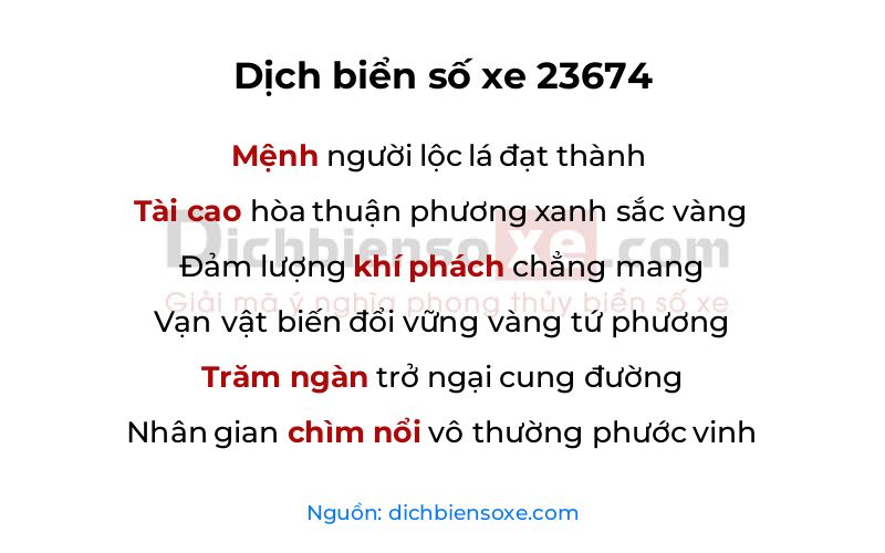 Dịch thơ biển số 23674