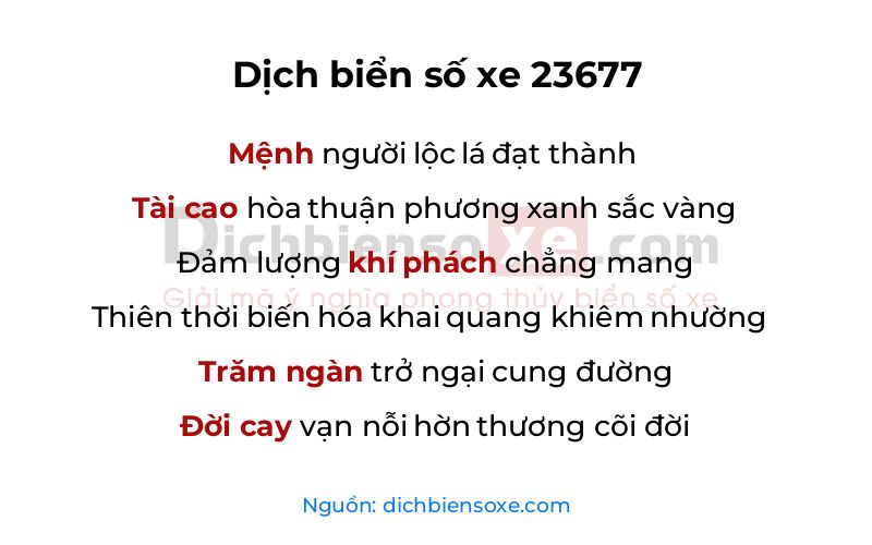 Dịch thơ biển số 23677