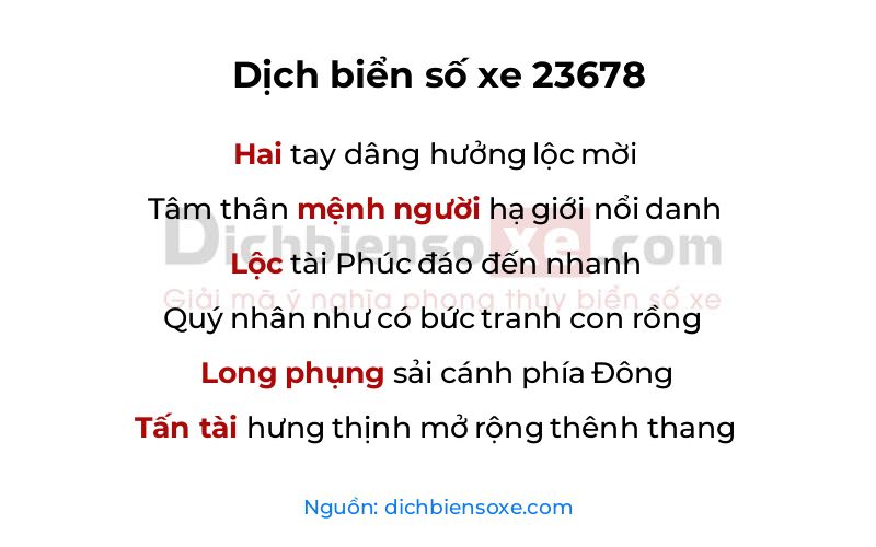 Dịch thơ biển số 23678