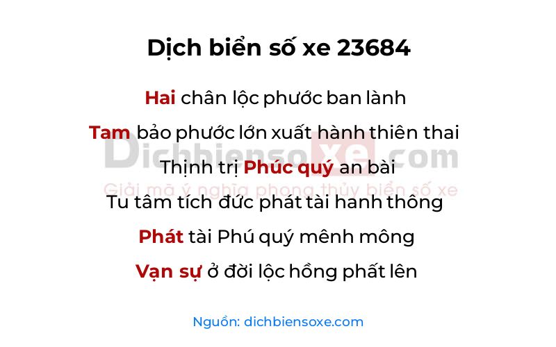 Dịch thơ biển số 23684