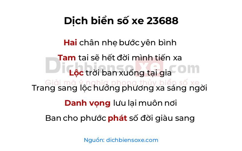 Dịch thơ biển số 23688