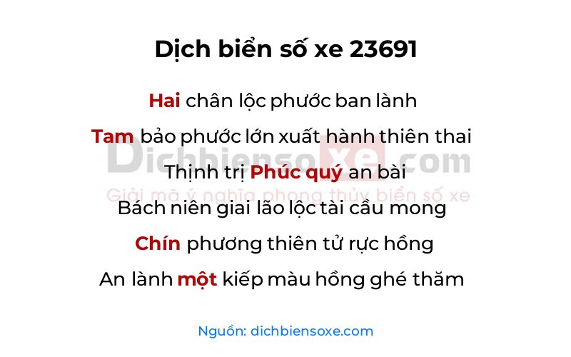 Dịch thơ biển số 23691