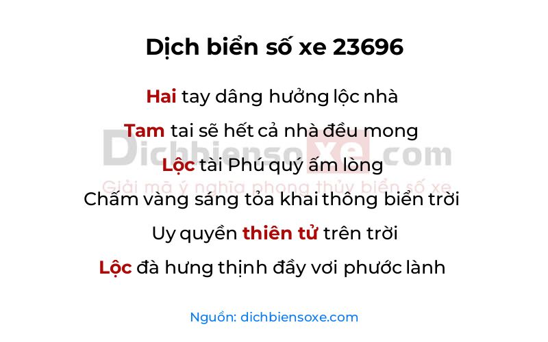 Dịch thơ biển số 23696