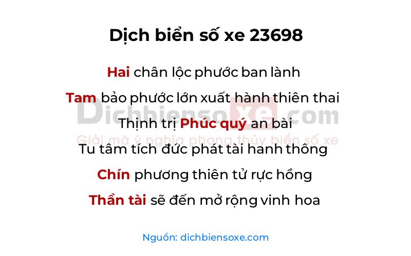 Dịch thơ biển số 23698