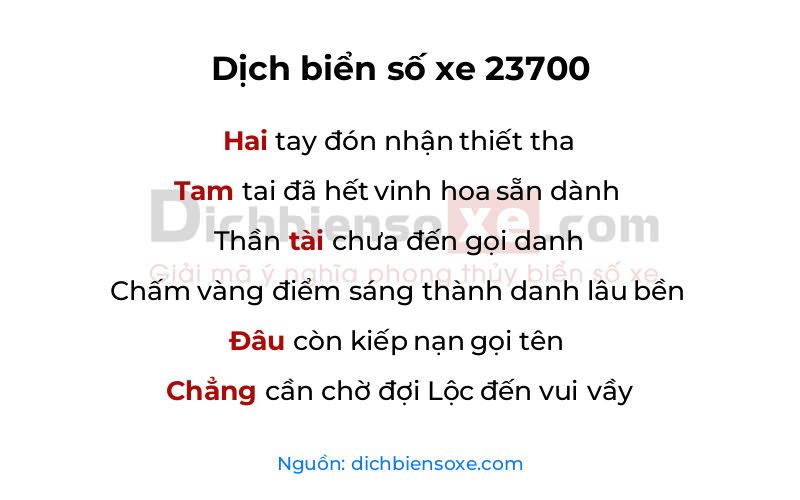 Dịch thơ biển số 23700