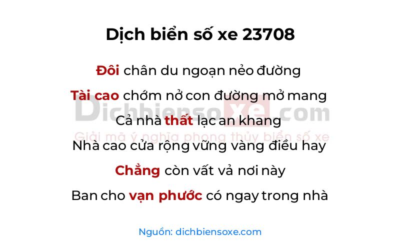 Dịch thơ biển số 23708