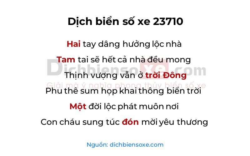 Dịch thơ biển số 23710