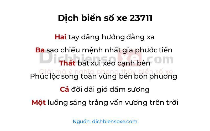 Dịch thơ biển số 23711