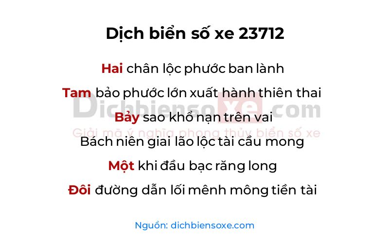 Dịch thơ biển số 23712