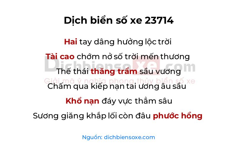 Dịch thơ biển số 23714