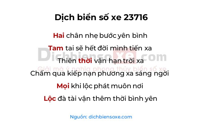 Dịch thơ biển số 23716