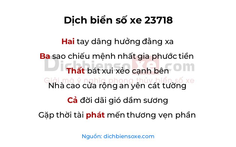 Dịch thơ biển số 23718