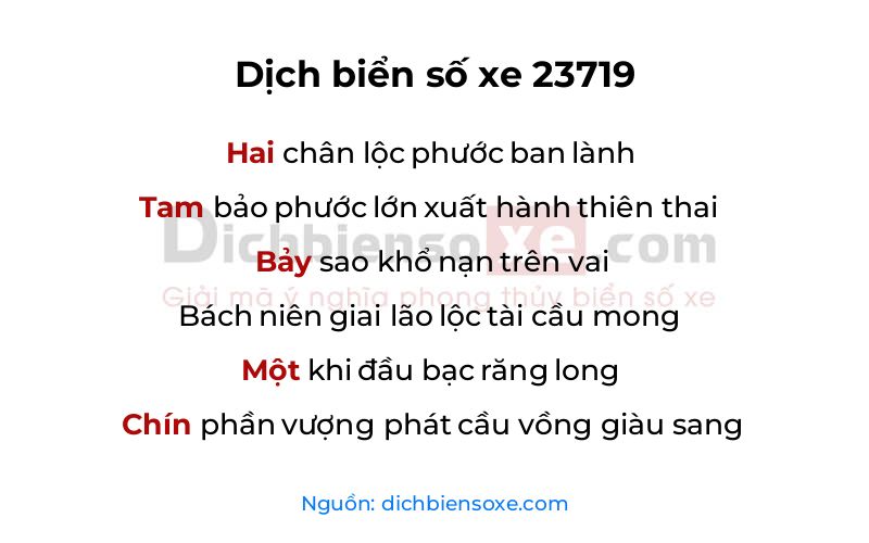 Dịch thơ biển số 23719