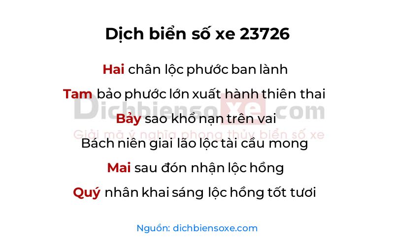 Dịch thơ biển số 23726