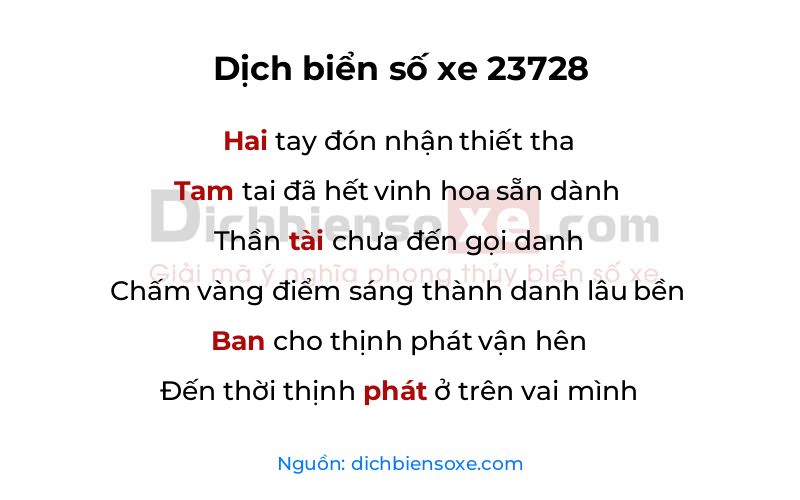 Dịch thơ biển số 23728
