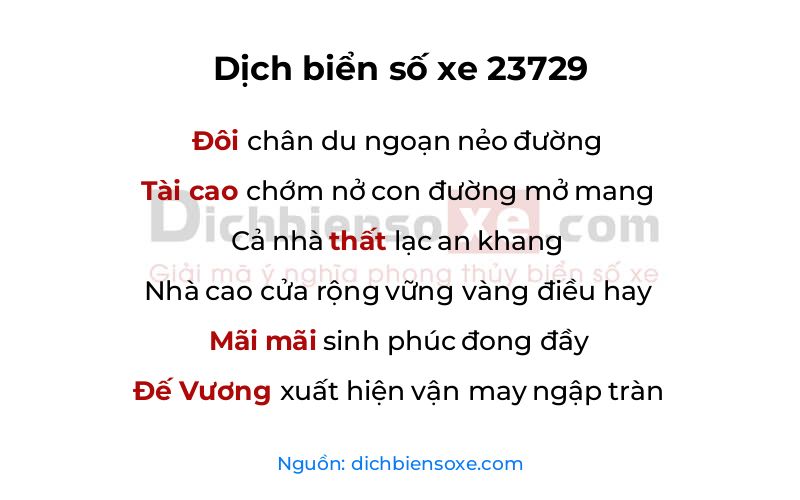 Dịch thơ biển số 23729