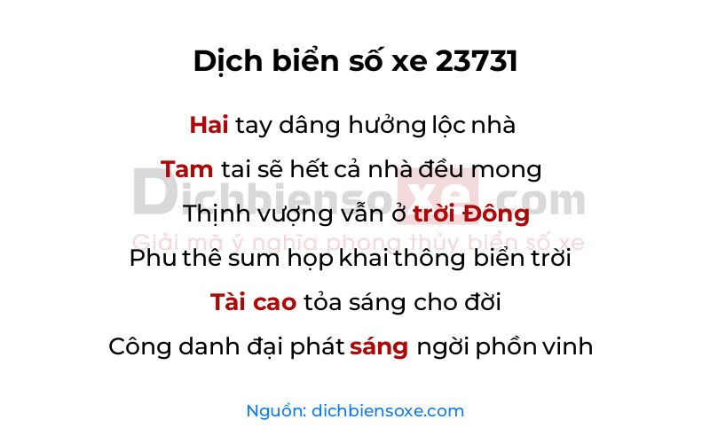 Dịch thơ biển số 23731