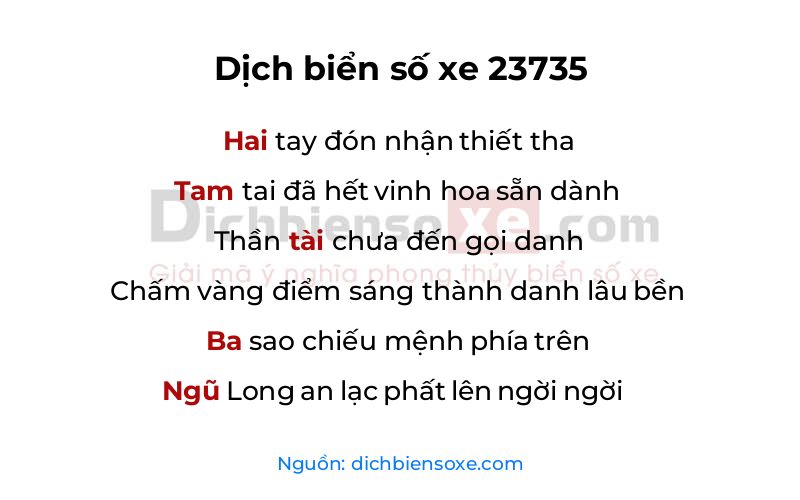 Dịch thơ biển số 23735