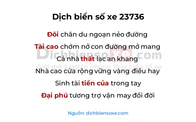 Dịch thơ biển số 23736