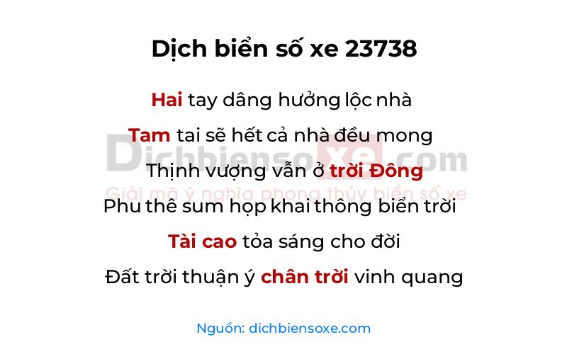 Dịch thơ biển số 23738