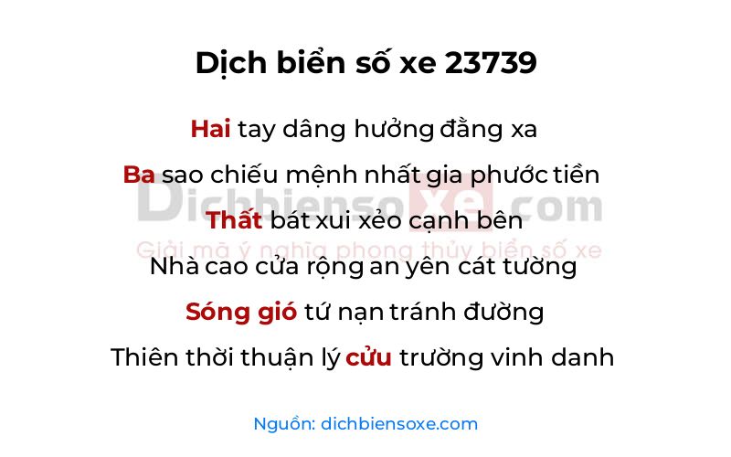 Dịch thơ biển số 23739
