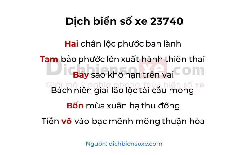 Dịch thơ biển số 23740