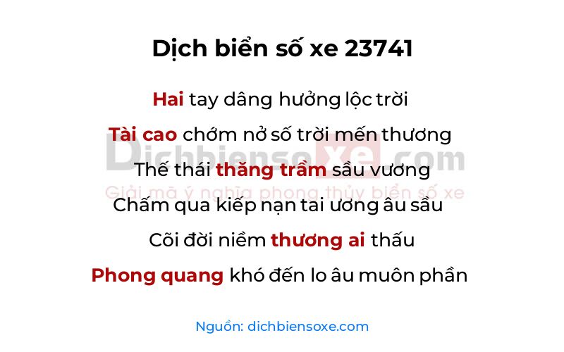 Dịch thơ biển số 23741