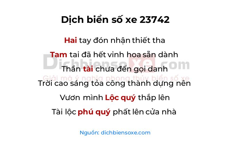 Dịch thơ biển số 23742