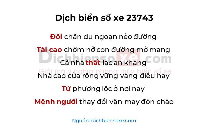 Dịch thơ biển số 23743