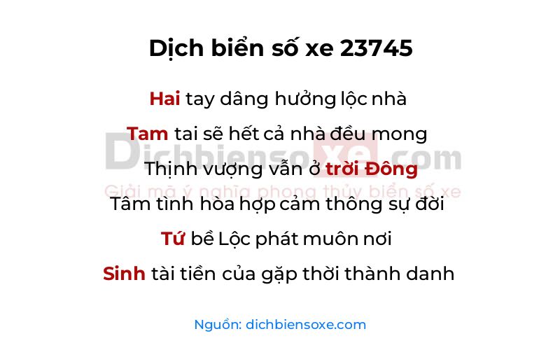 Dịch thơ biển số 23745