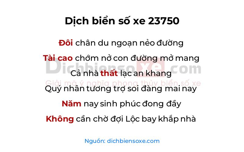 Dịch thơ biển số 23750