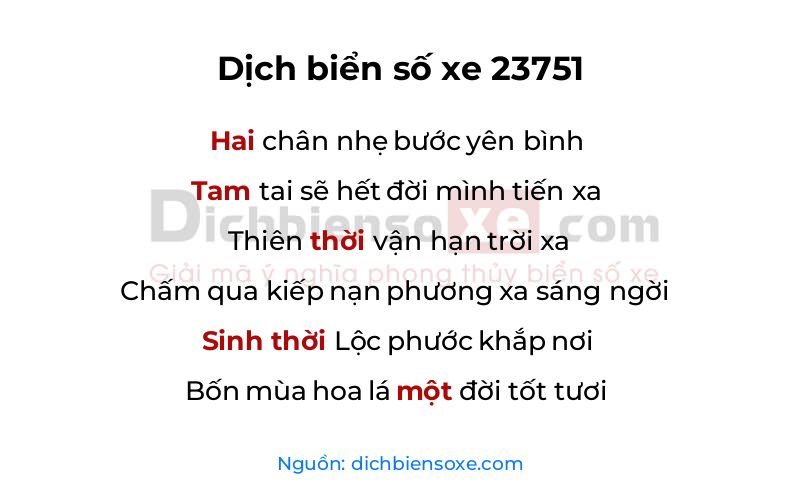 Dịch thơ biển số 23751