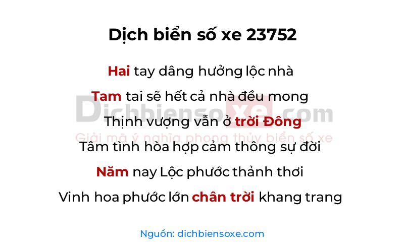 Dịch thơ biển số 23752