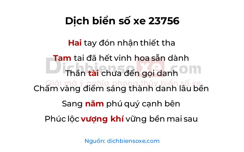 Dịch thơ biển số 23756