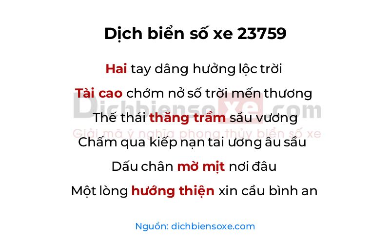 Dịch thơ biển số 23759